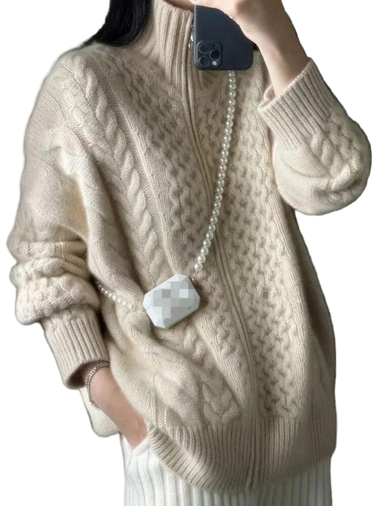 Dame Turtleneck Genser i Kashmir Stil 0