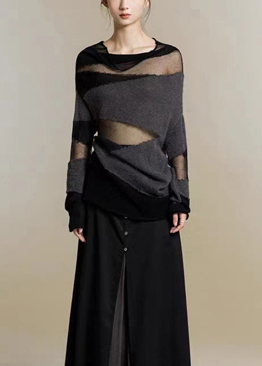 Dame Turtleneck Genser med Tyll Detaljer 1