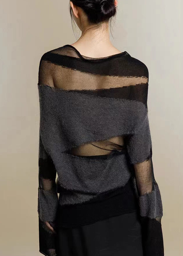 Dame Turtleneck Genser med Tyll Detaljer 4