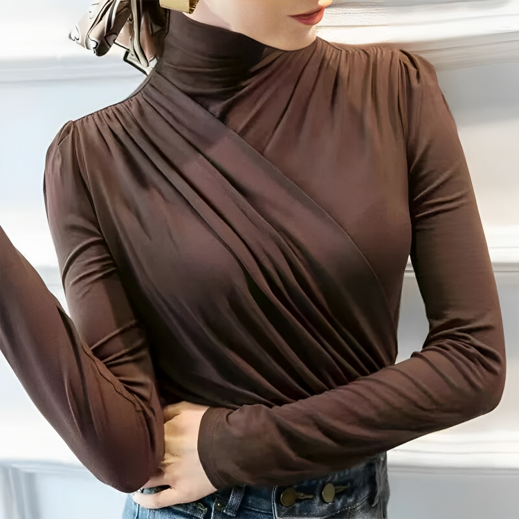 Dame Turtleneck Klassisk Design Myk Bomull 4