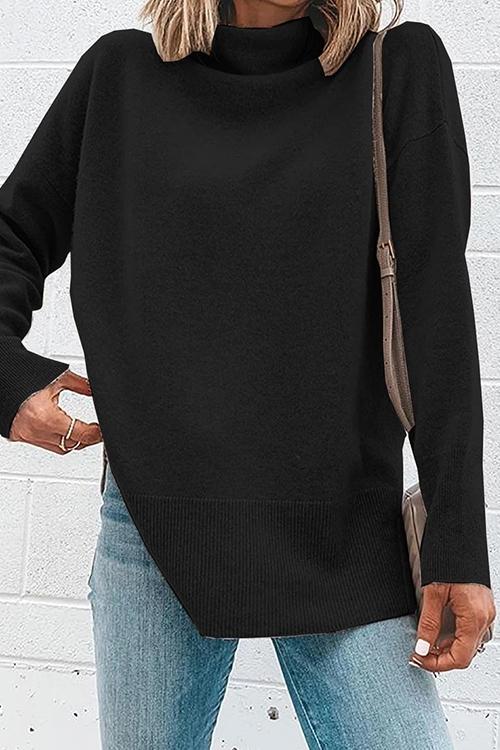 Dame Turtleneck Langermet Topp med Side Splitt 3