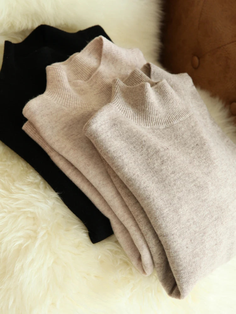 Dame Turtleneck Pullover Strikket Genser Langermet Materiale 0