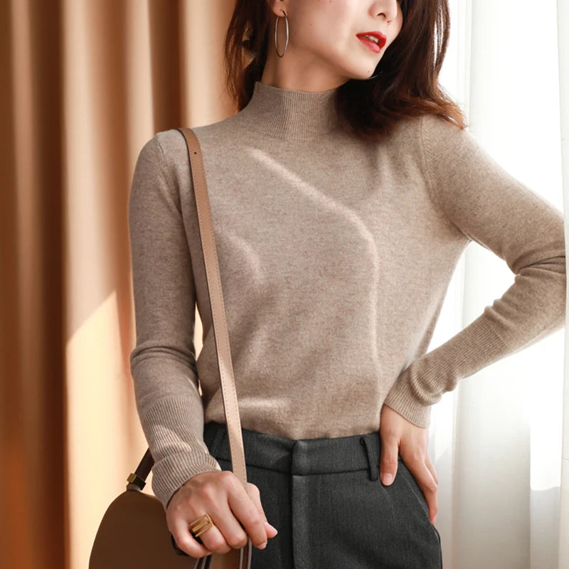 Dame Turtleneck Pullover Strikket Genser Langermet Materiale 11
