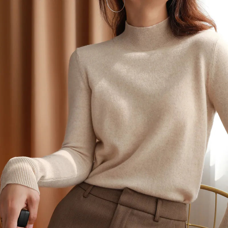 Dame Turtleneck Pullover Strikket Genser Langermet Materiale 6