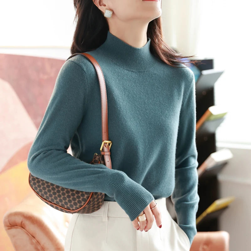 Dame Turtleneck Pullover Strikket Genser Langermet Materiale 9
