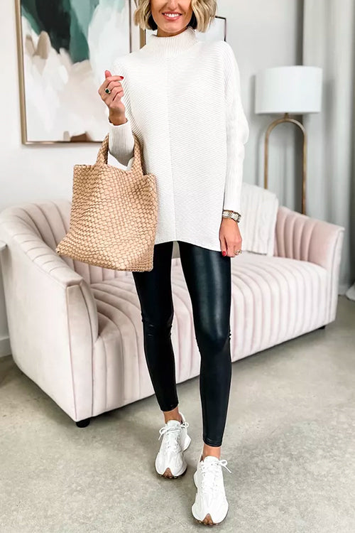 Dame Turtleneck Ribbestrikket Tunika 0