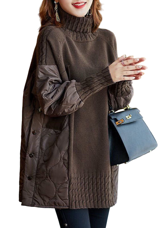 Dame Turtleneck Strikkegenser med Løs Passform 0