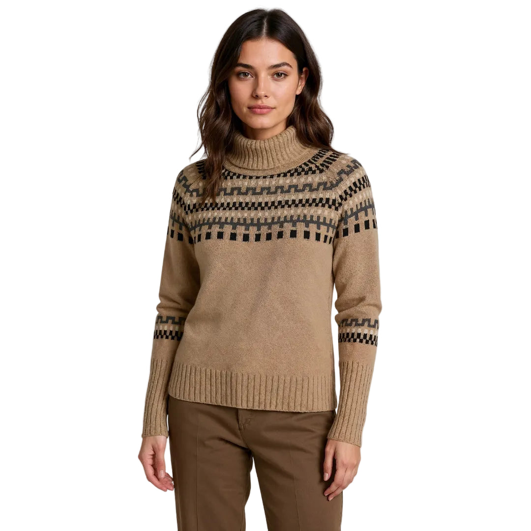 Dame Turtleneck Strikkegenser med Mønster 0