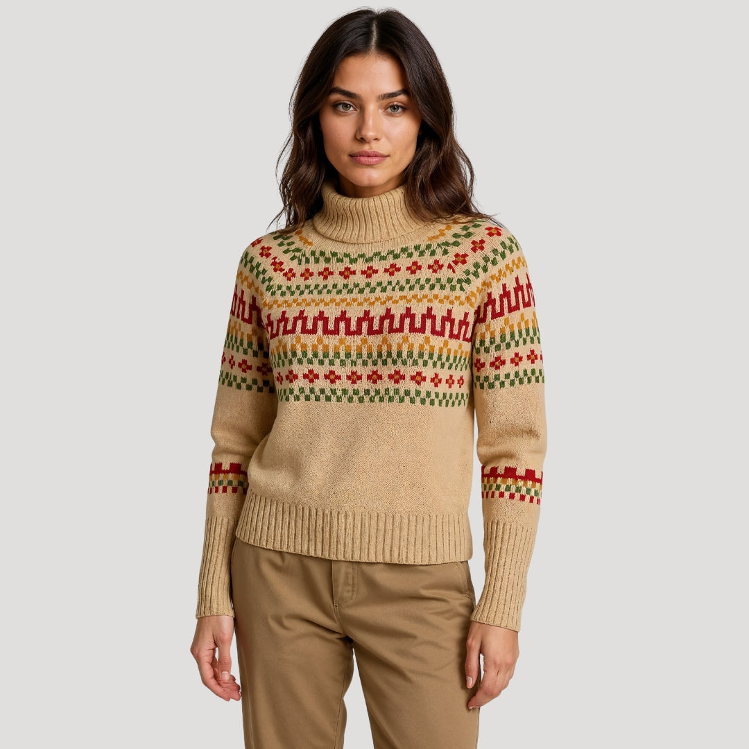 Dame Turtleneck Strikkegenser med Mønster 4
