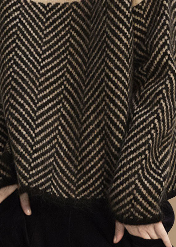 Dame Turtleneck Strikket Genser med Fargeblokk 3