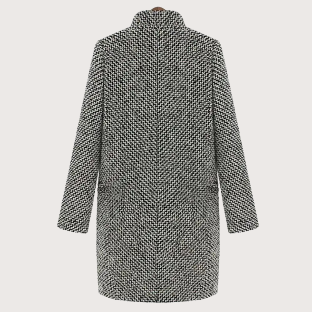 Dame Ull Vinterfrakk med Houndstooth Mønster 4