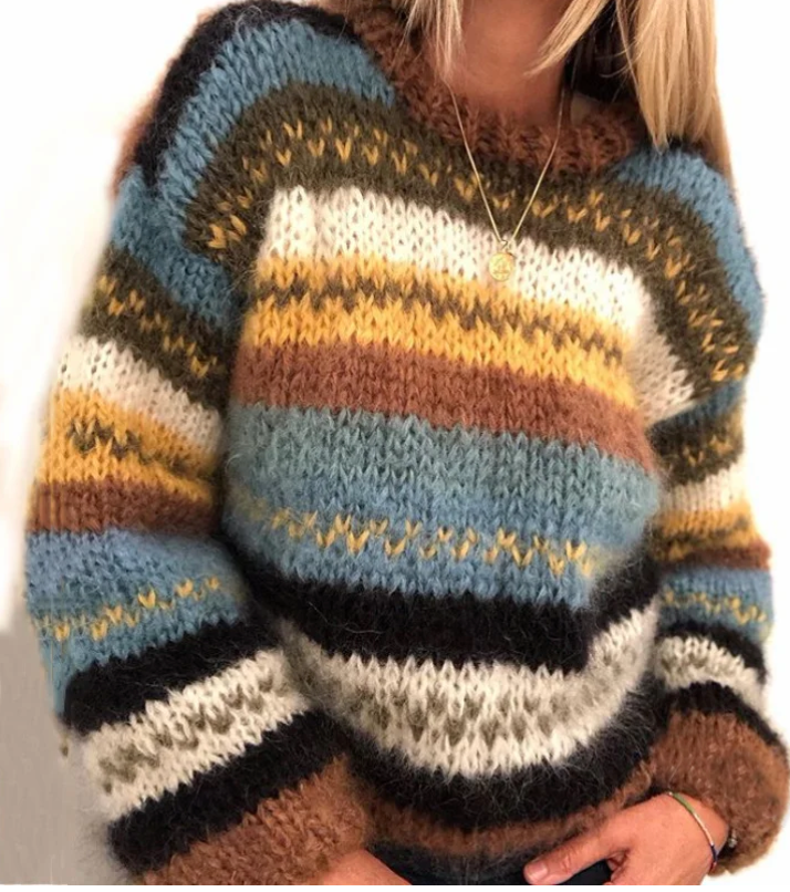 Dame Ullgenser Strikket Akrylmix - Trendy og Komfortabel Genser 0