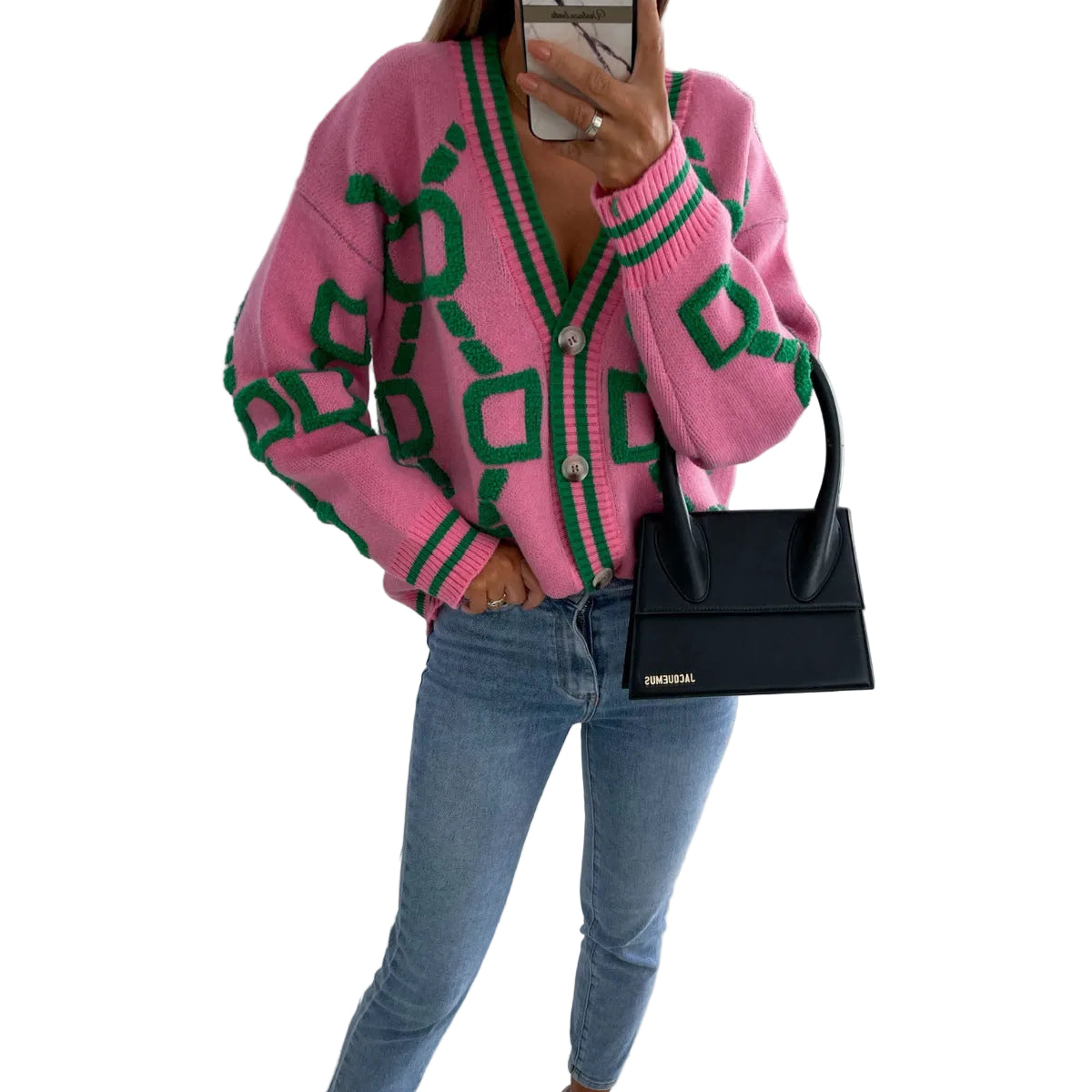 Dame V-hals Cardigan Uformell Stil 3
