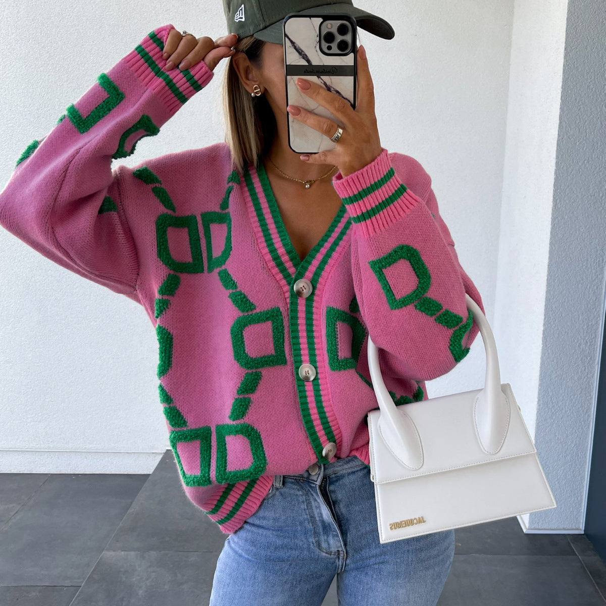 Dame V-hals Cardigan Uformell Stil 5