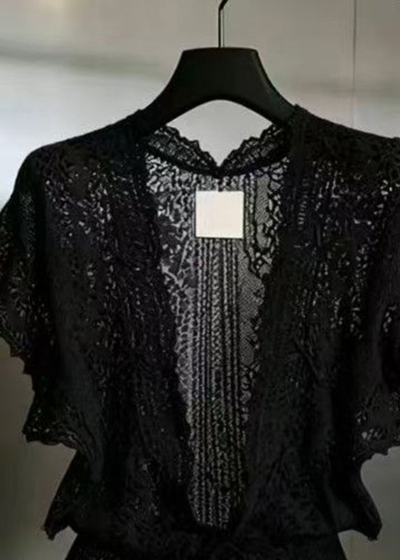 Dame V-hals Cardigan med Blonde Detaljer 3