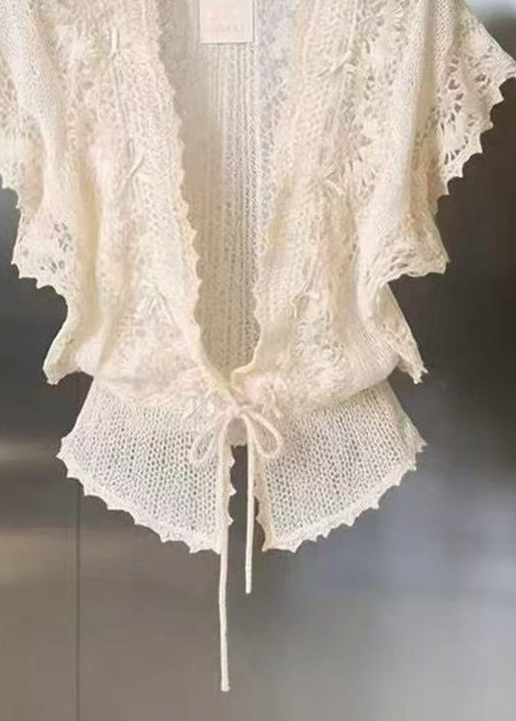 Dame V-hals Cardigan med Blonde Detaljer 4