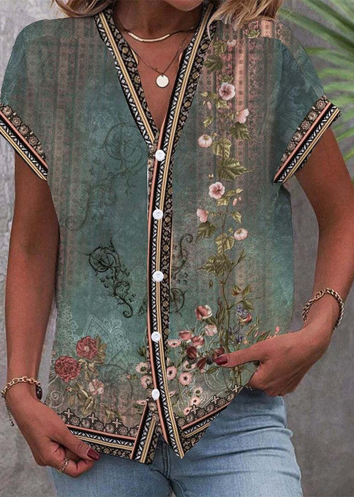 Dame V-hals Chiffonskjorte Sommer 2