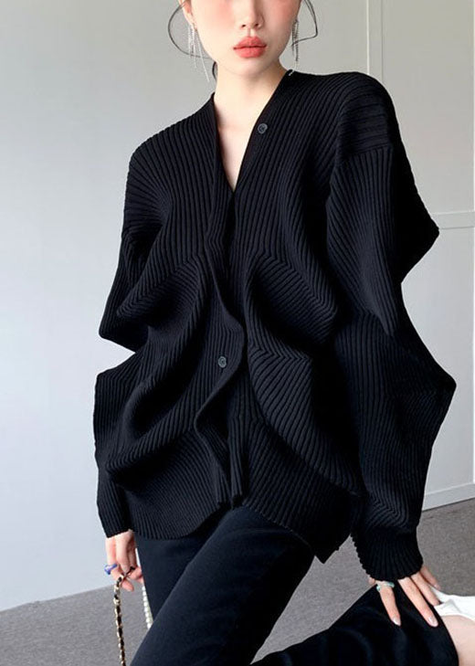 Dame V-hals Genser med Asymmetrisk Design 1