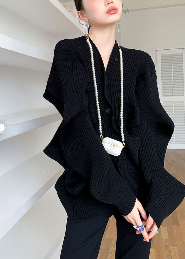 Dame V-hals Genser med Asymmetrisk Design 3