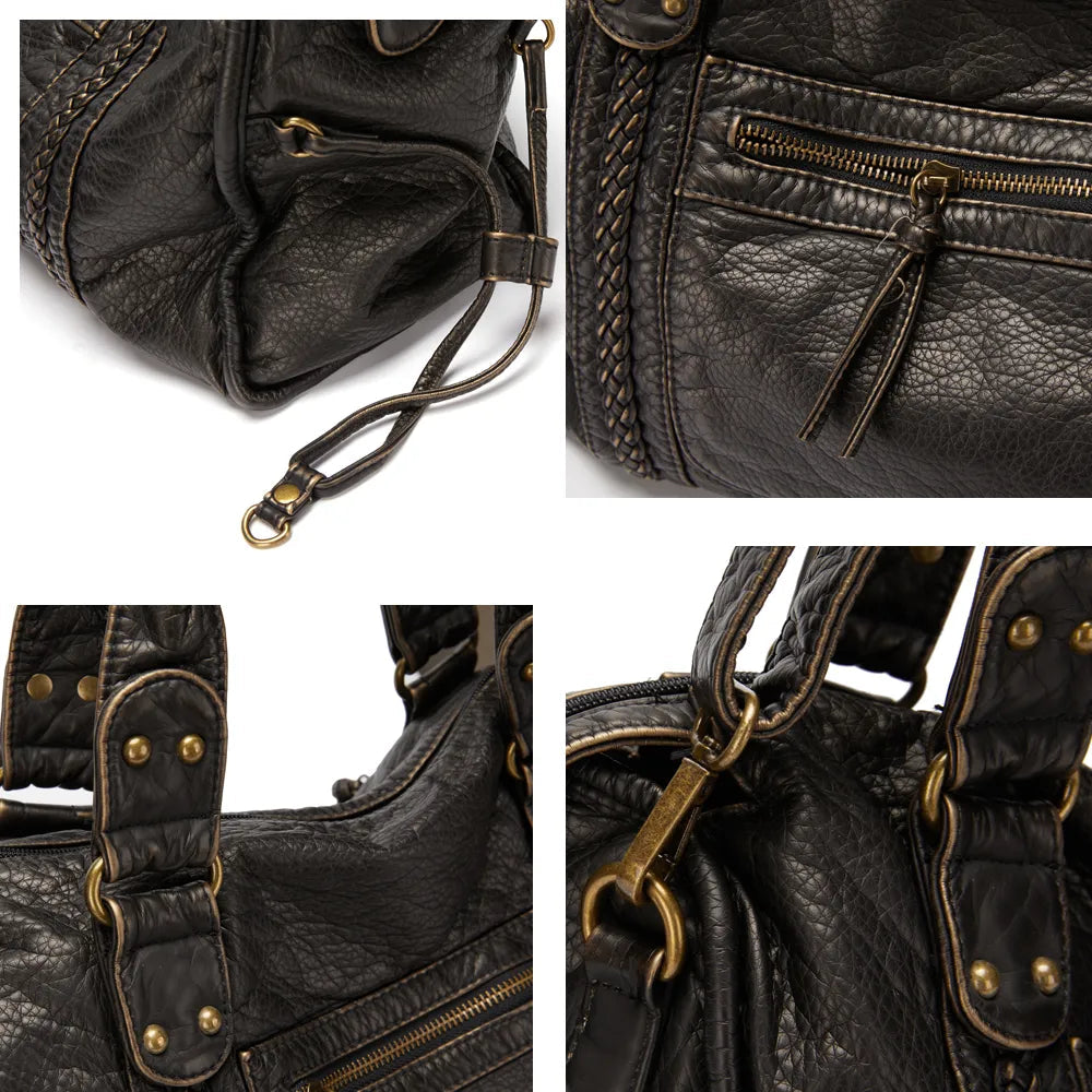 Dame Vesker Vintage Stil Svart Med Romslig Design 2