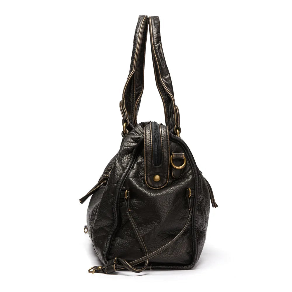 Dame Vesker Vintage Stil Svart Med Romslig Design 6