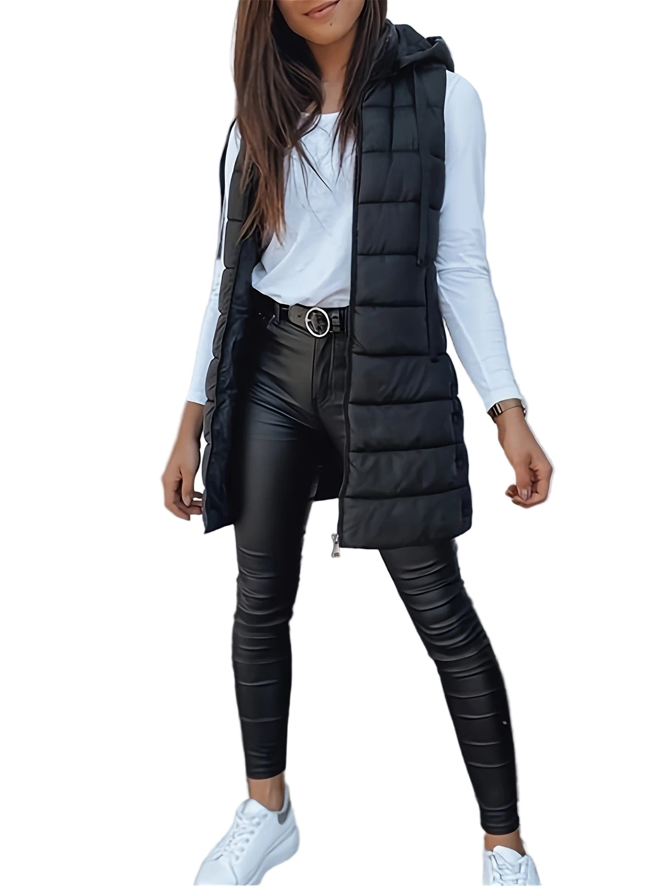 Dame Vest Lang med Hette Oversized 0
