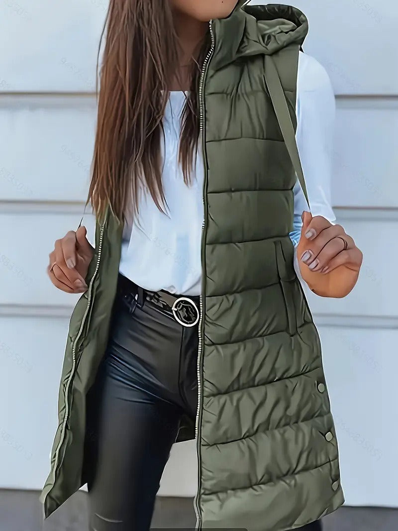 Dame Vest Lang med Hette Oversized 1