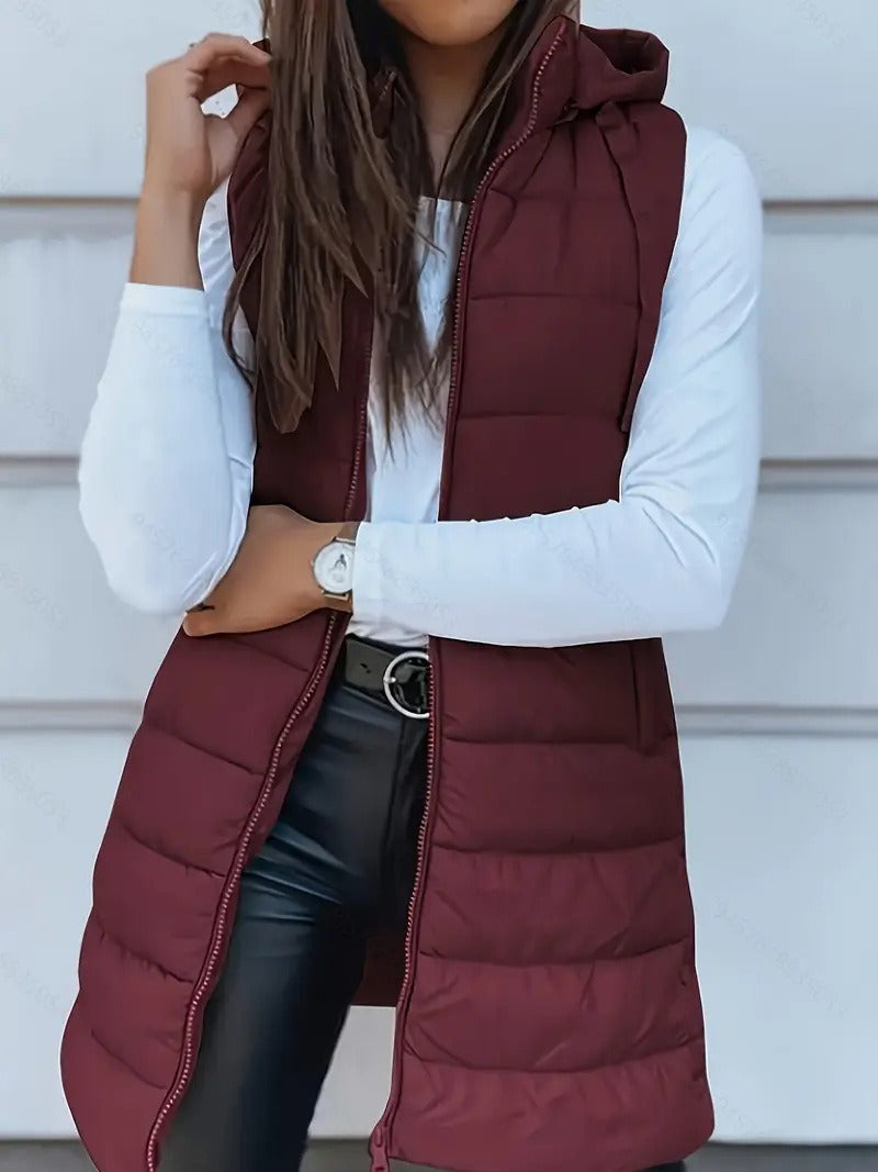 Dame Vest Lang med Hette Oversized 3