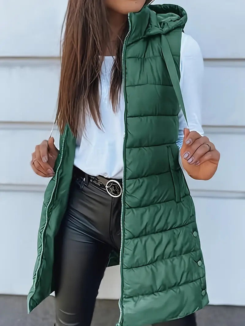 Dame Vest Lang med Hette Oversized 5