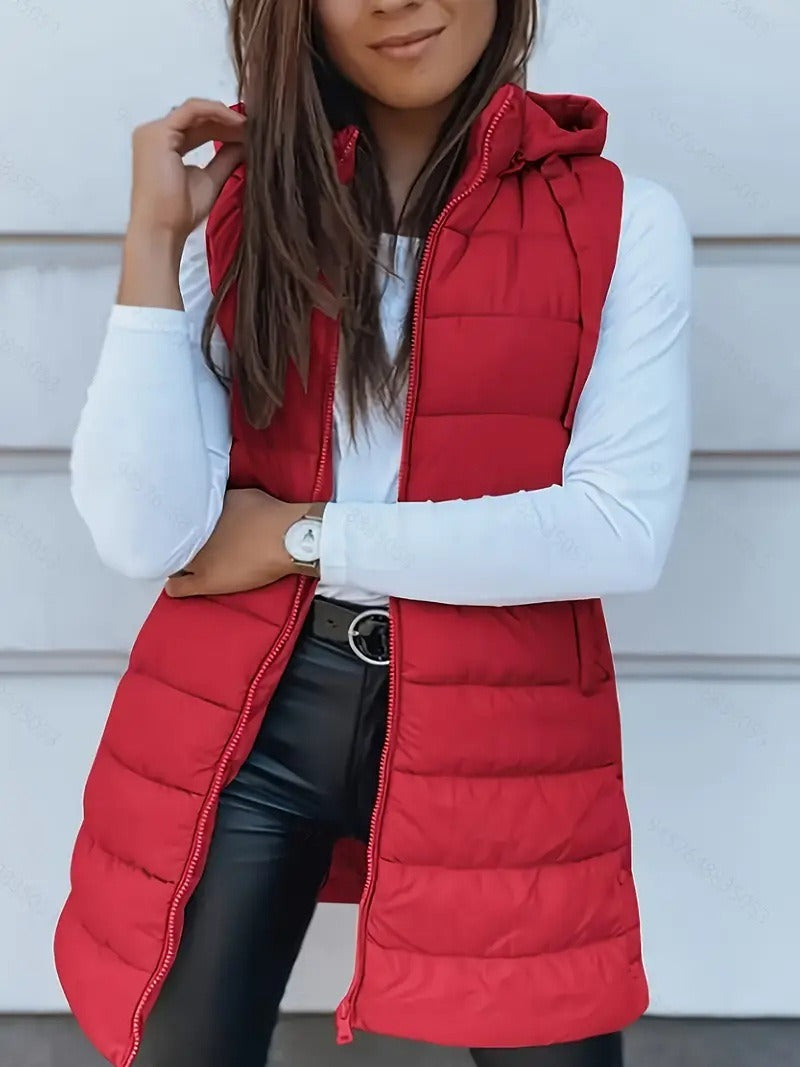 Dame Vest Lang med Hette Oversized 6