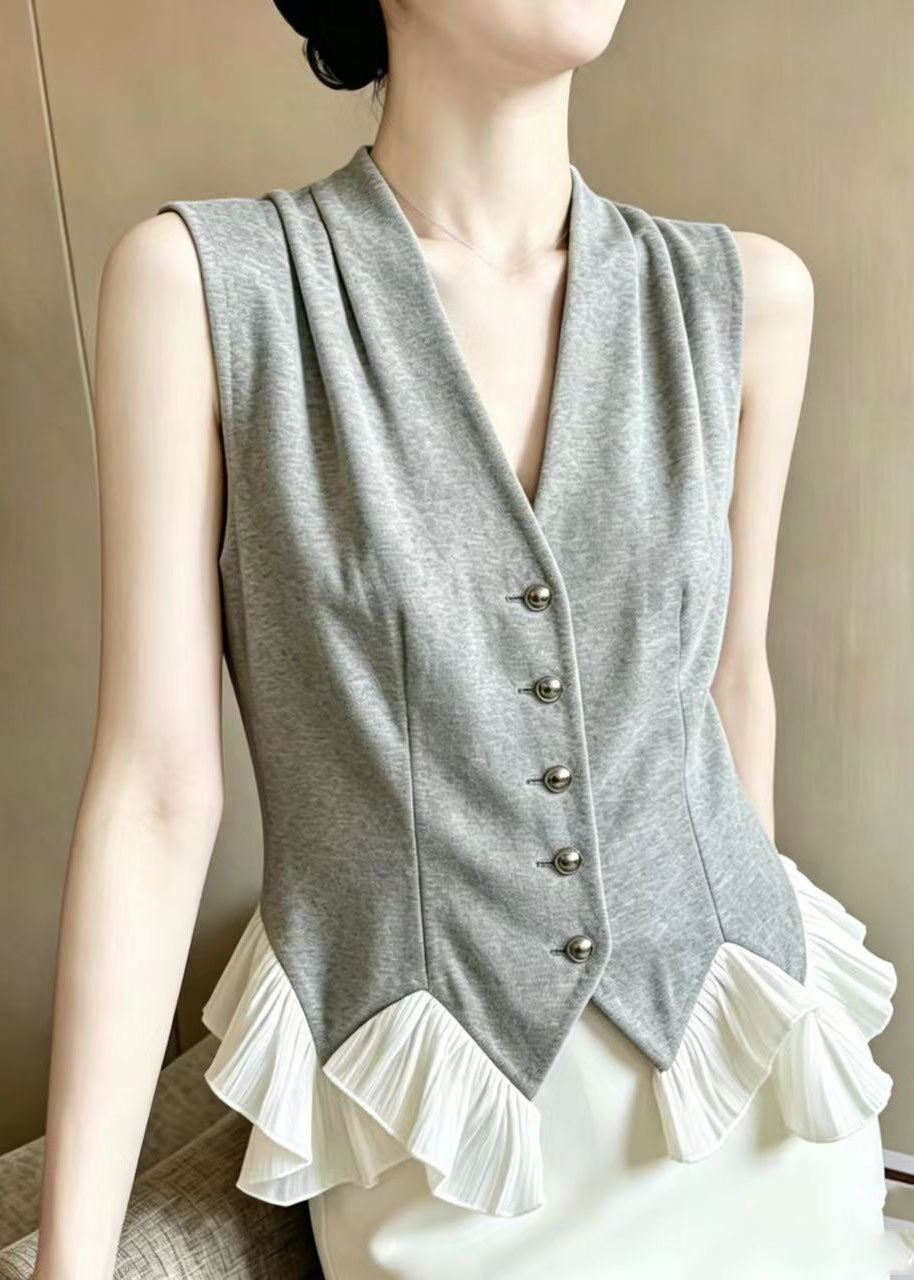 Dame Vest Patchwork Rynket Volanger 1