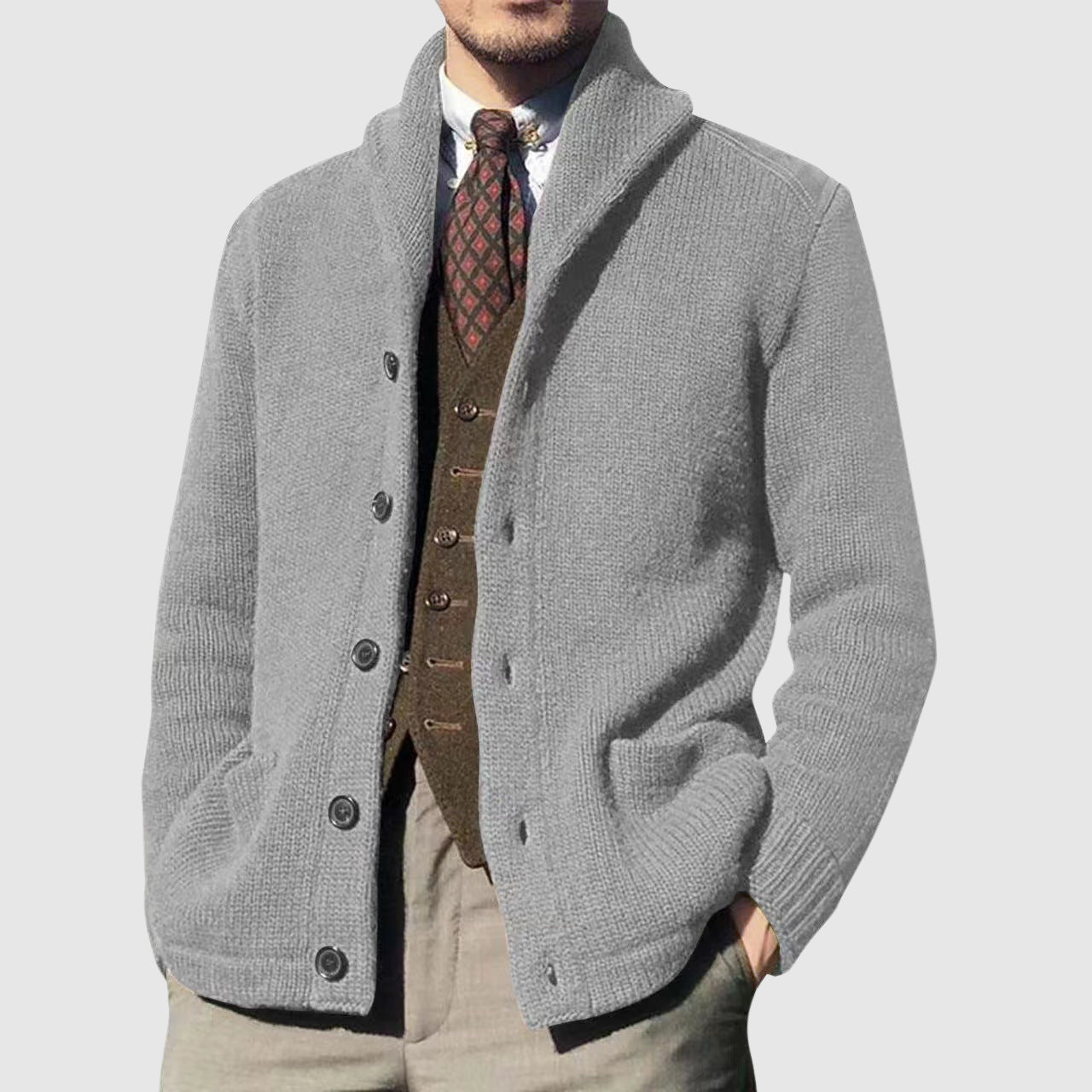 Dame Vintage Cardigan med Jakkekrage 2