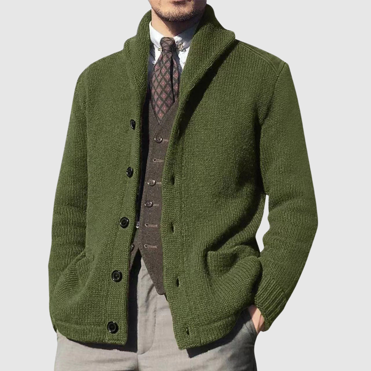 Dame Vintage Cardigan med Jakkekrage 3