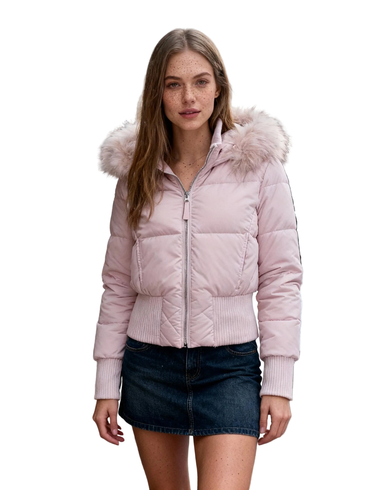 Dame Vinter Jakke Med Avtakbar Hette Moderne Design 0