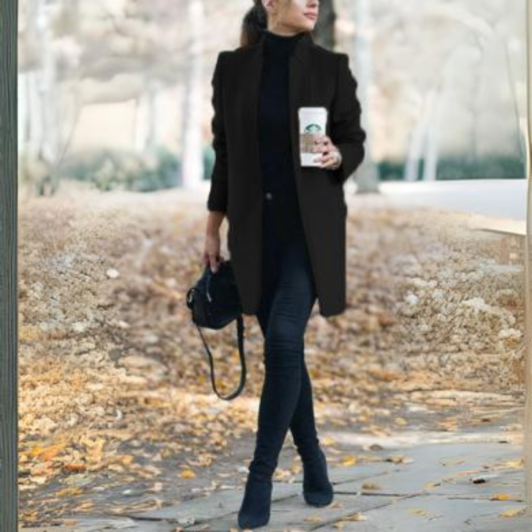 Dame Vinter Jakke Stehkragen Klassisk Design Holdbart Stoff 1