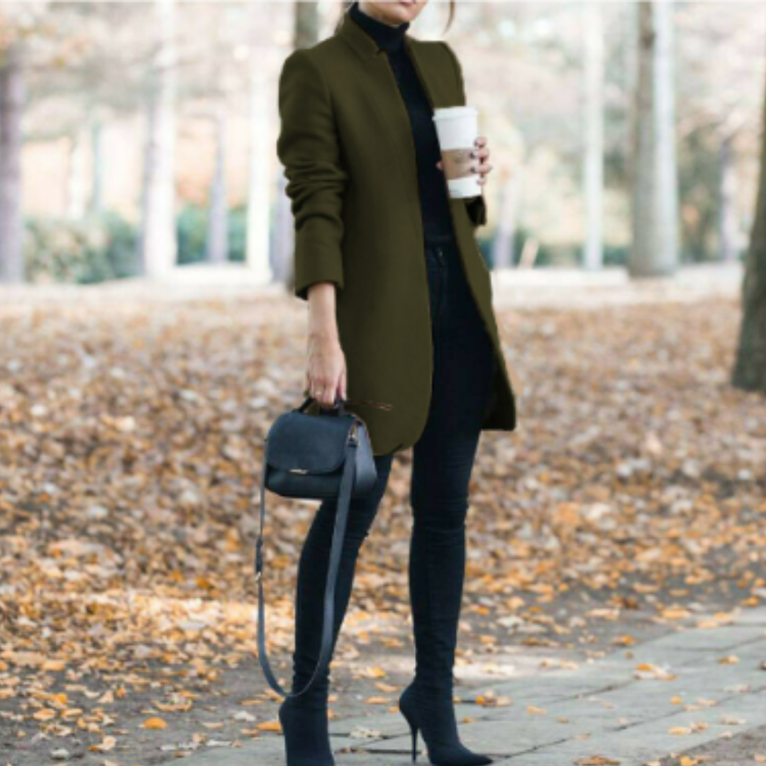 Dame Vinter Jakke Stehkragen Klassisk Design Holdbart Stoff 3