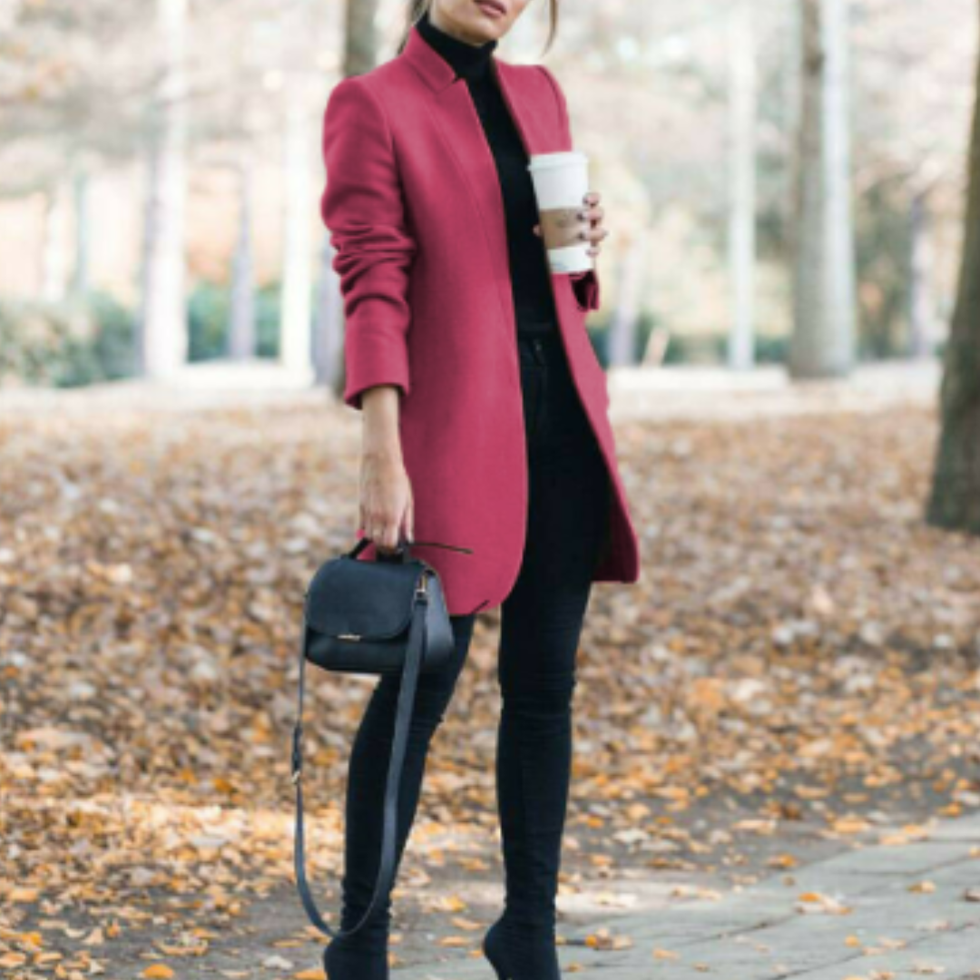 Dame Vinter Jakke Stehkragen Klassisk Design Holdbart Stoff 4