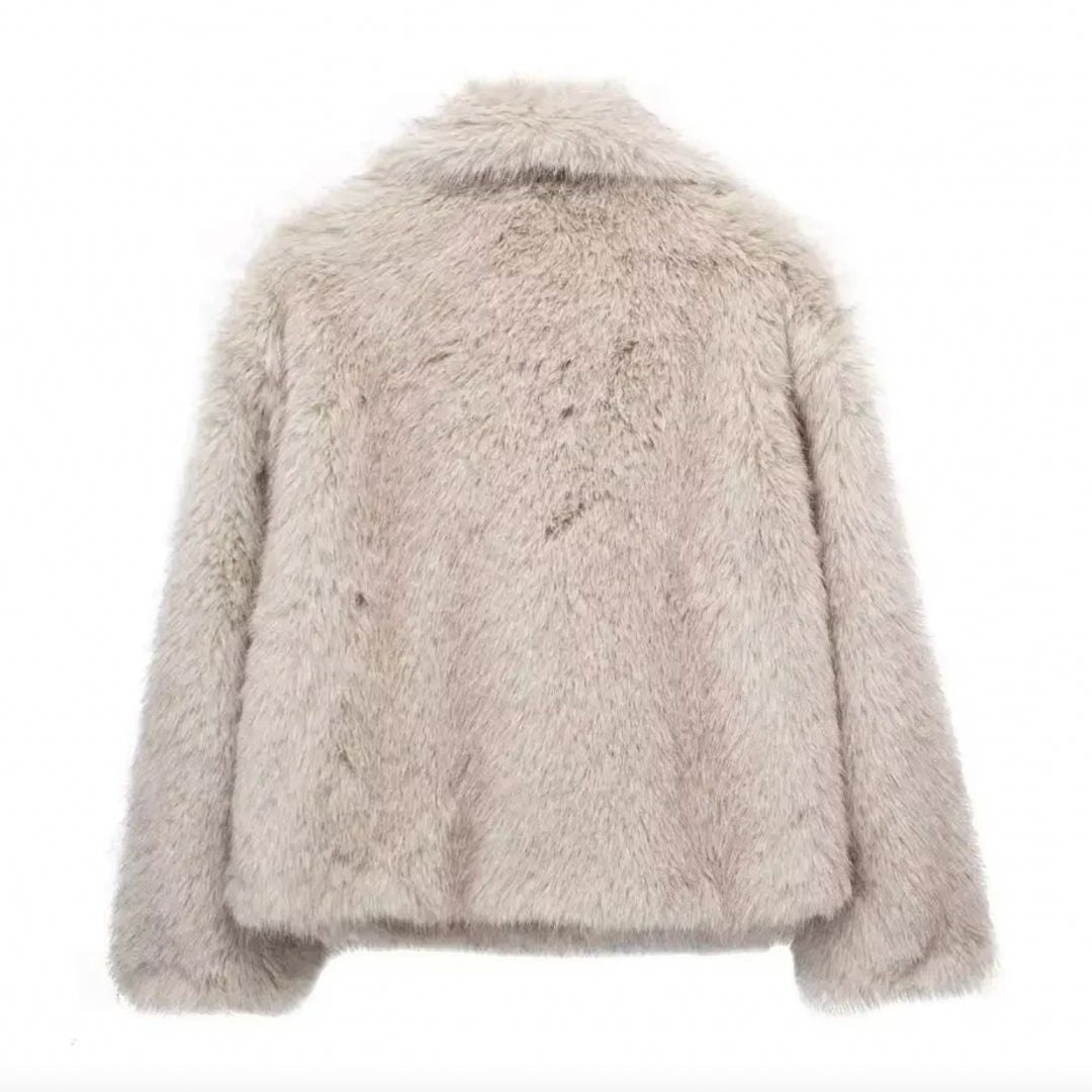 Dame Vinterfrakk med Pelskrage Moderne Design 3
