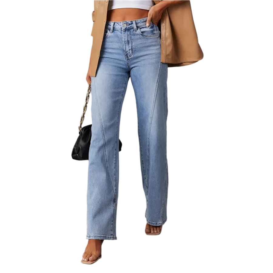Dame Wide-Leg Høytliv Denim Jeans 0