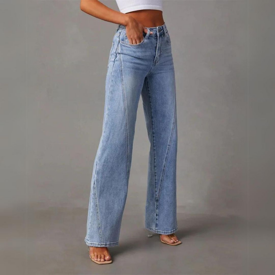 Dame Wide-Leg Høytliv Denim Jeans 2