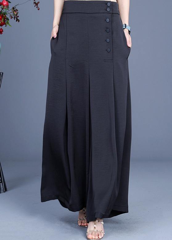 Dame Wide Leg Bukser med Knapp 1