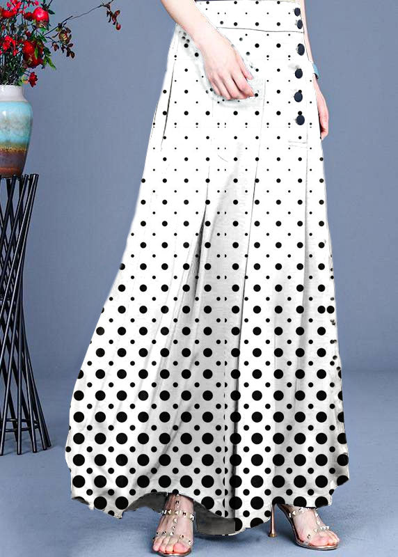 Dame Wide Leg Bukser med Knapp 5