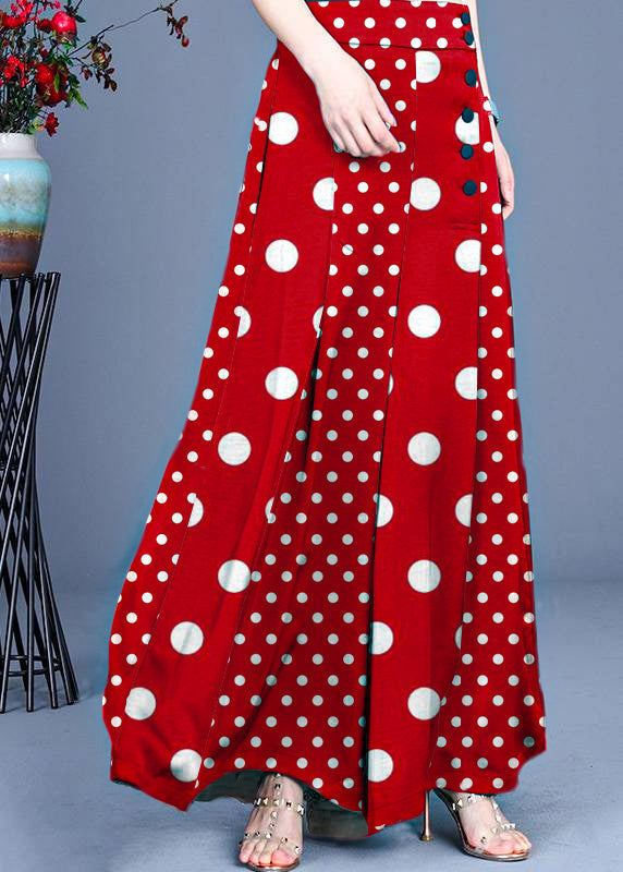Dame Wide Leg Bukser med Knapp 6