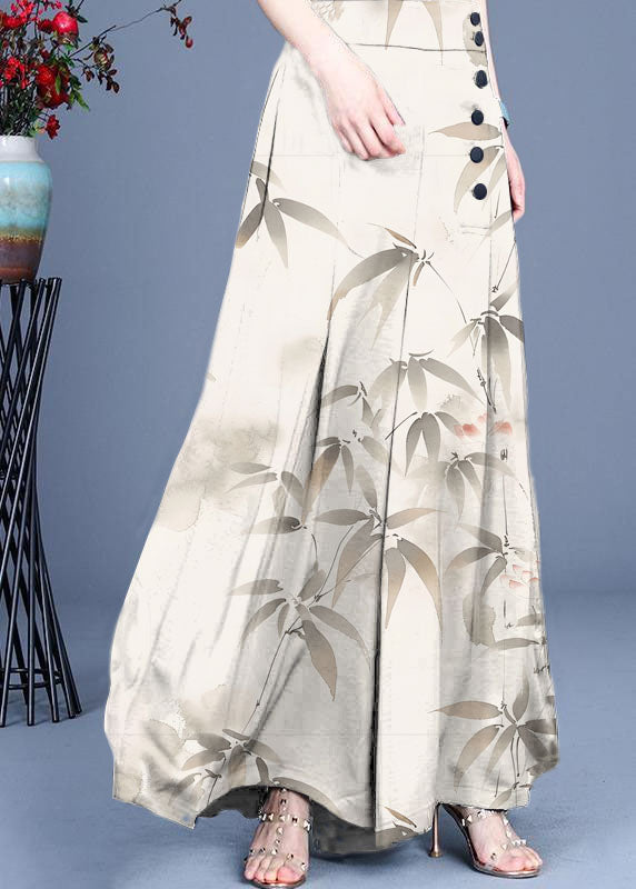 Dame Wide Leg Bukser med Knapp 7