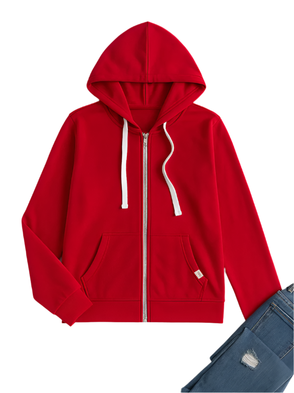 Dame Zip-Up Hoodie med Avslappet Passform 0