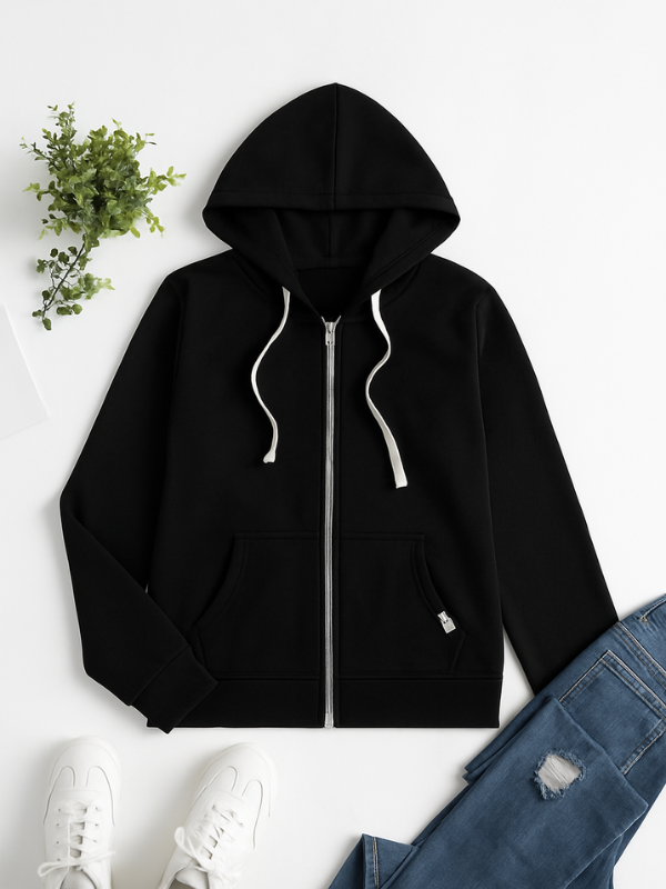 Dame Zip-Up Hoodie med Avslappet Passform 2