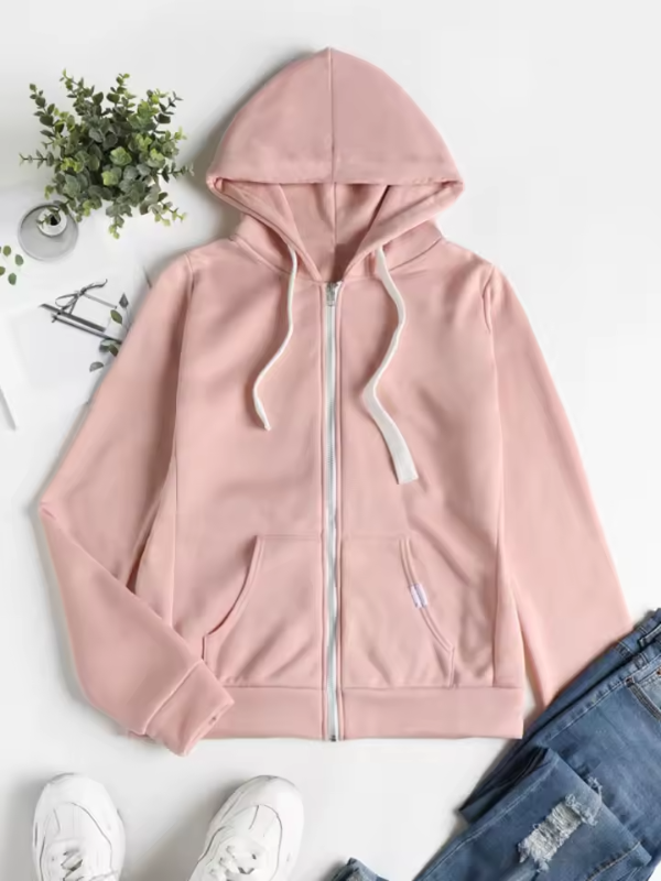 Dame Zip-Up Hoodie med Avslappet Passform 4