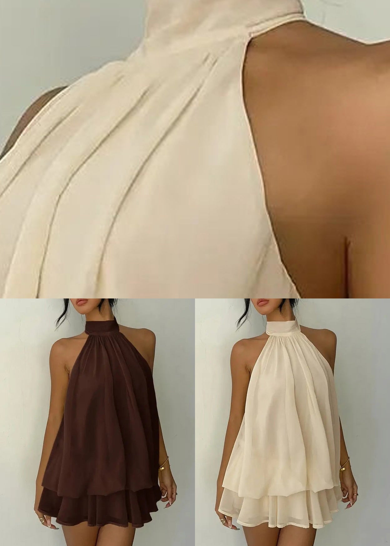 Dame midikjole med turtleneck og patchwork-design 4
