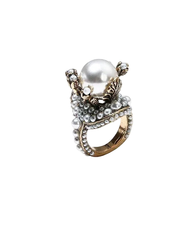 Dame ring med perle og blomsterdesign 4