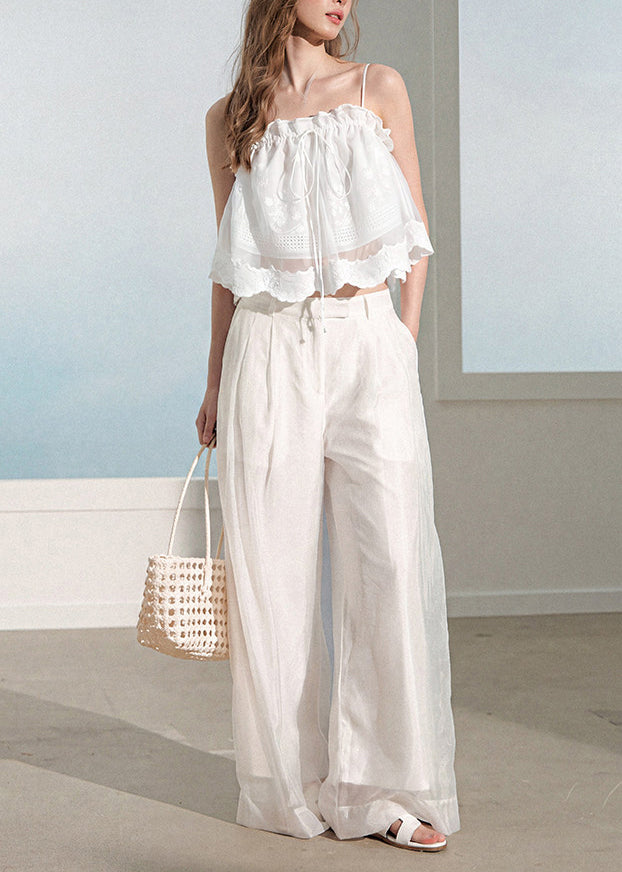 Dame todelt sommerdress med blonder og volanger 3
